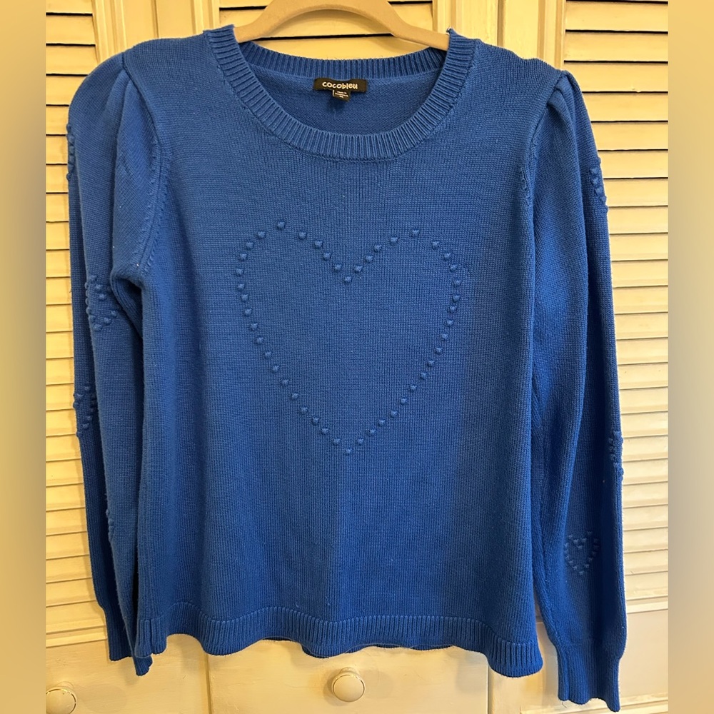 Cocobleu Royal Blue Heart Knit Sweater